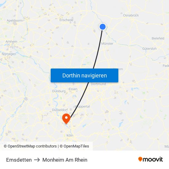 Emsdetten to Monheim Am Rhein map