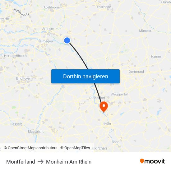 Montferland to Monheim Am Rhein map