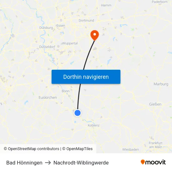 Bad Hönningen to Nachrodt-Wiblingwerde map