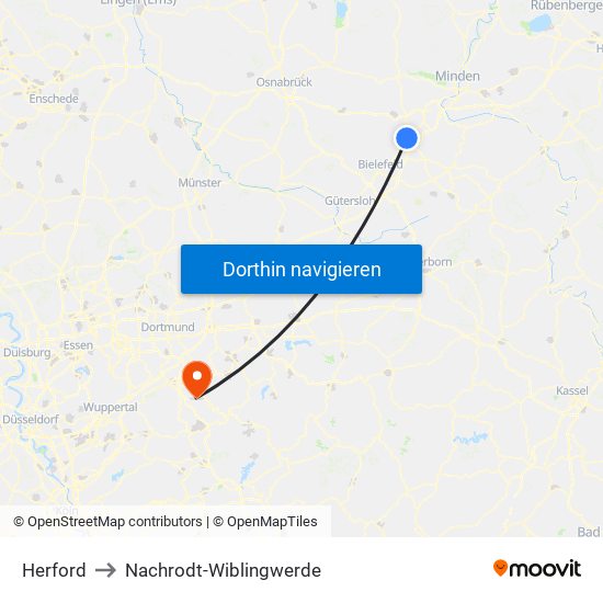 Herford to Nachrodt-Wiblingwerde map