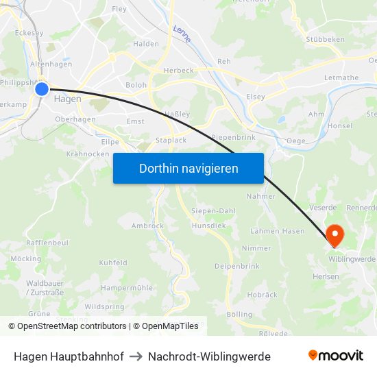 Hagen Hauptbahnhof to Nachrodt-Wiblingwerde map