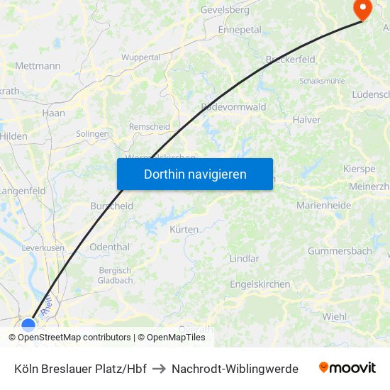Köln Breslauer Platz/Hbf to Nachrodt-Wiblingwerde map