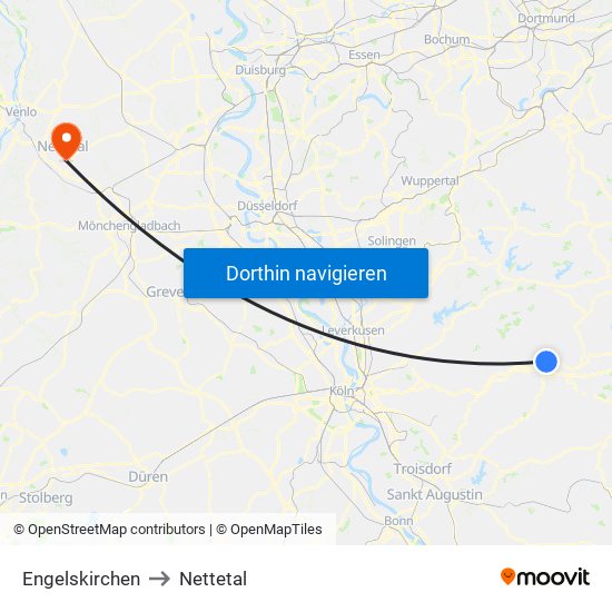 Engelskirchen to Nettetal map