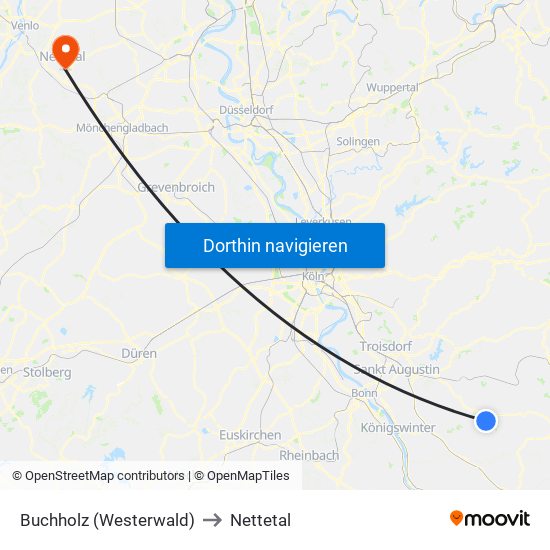 Buchholz (Westerwald) to Nettetal map