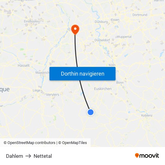 Dahlem to Nettetal map