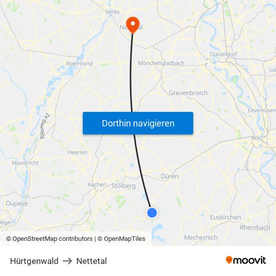 Hürtgenwald to Nettetal map