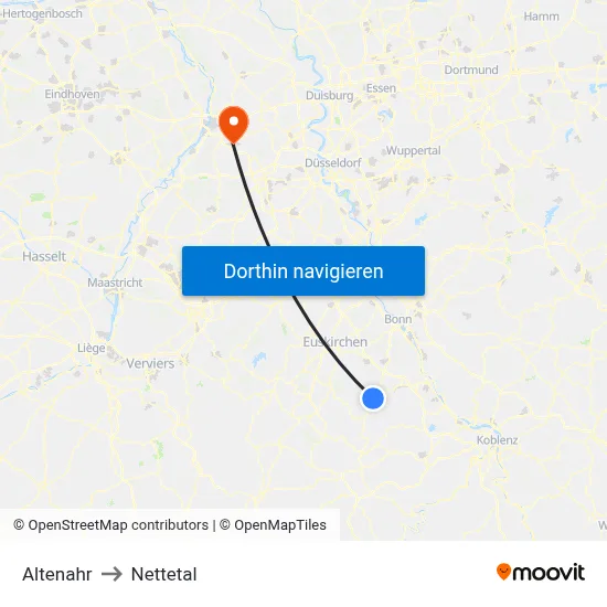 Altenahr to Nettetal map
