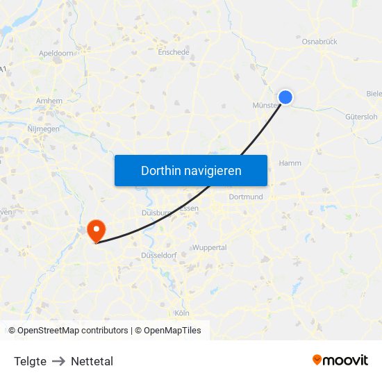 Telgte to Nettetal map