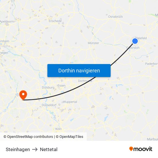 Steinhagen to Nettetal map