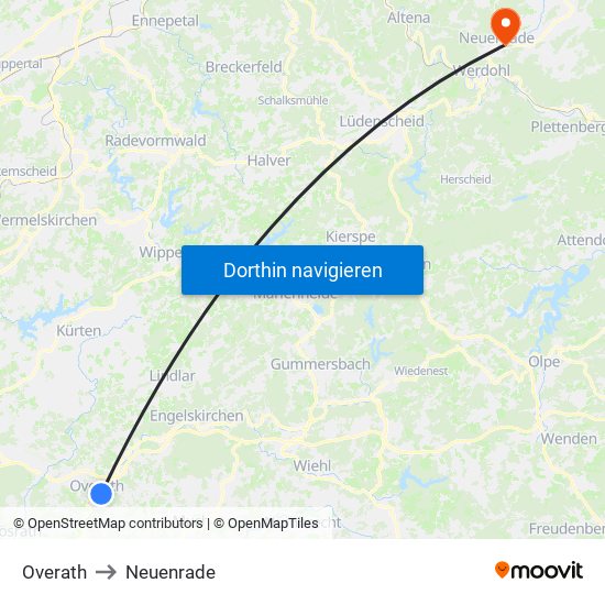 Overath to Neuenrade map