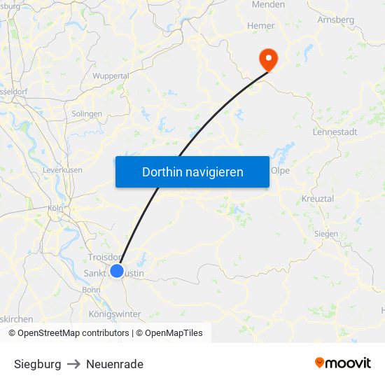 Siegburg to Neuenrade map