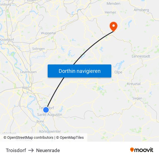 Troisdorf to Neuenrade map