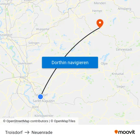Troisdorf to Neuenrade map