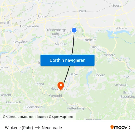 Wickede (Ruhr) to Neuenrade map