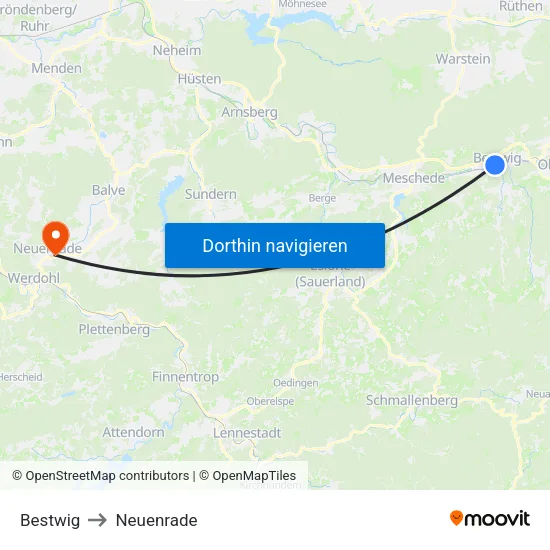 Bestwig to Neuenrade map