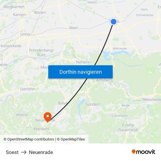 Soest to Neuenrade map