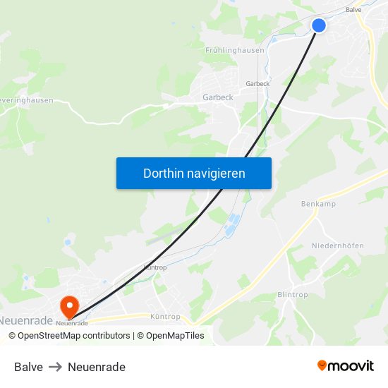 Balve to Neuenrade map