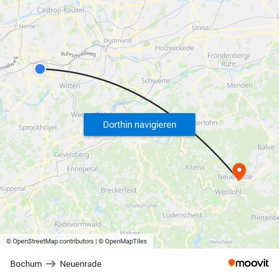 Bochum to Neuenrade map