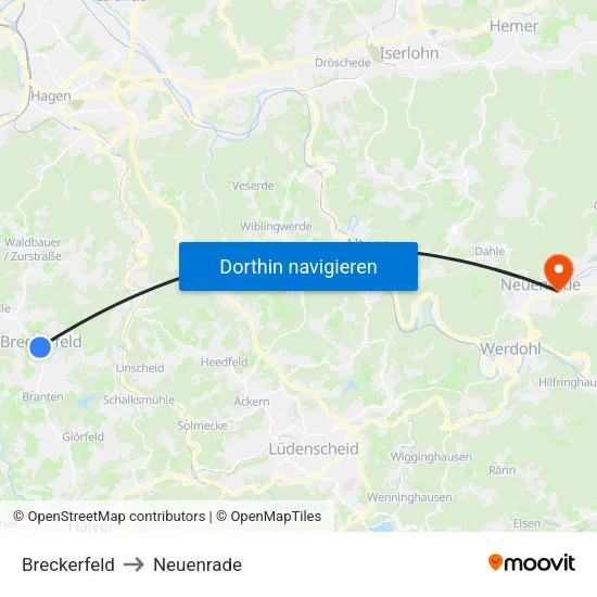 Breckerfeld to Neuenrade map