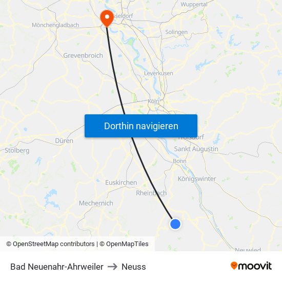 Bad Neuenahr-Ahrweiler to Neuss map