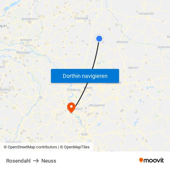 Rosendahl to Neuss map