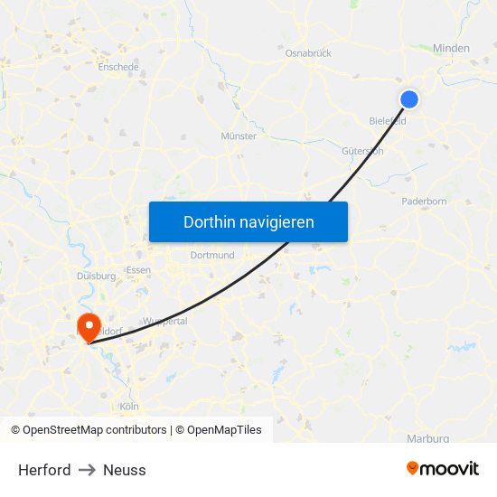 Herford to Neuss map