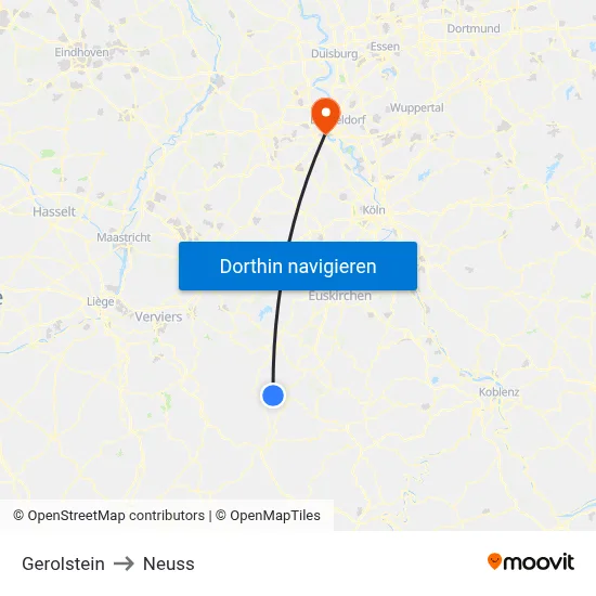 Gerolstein to Neuss map