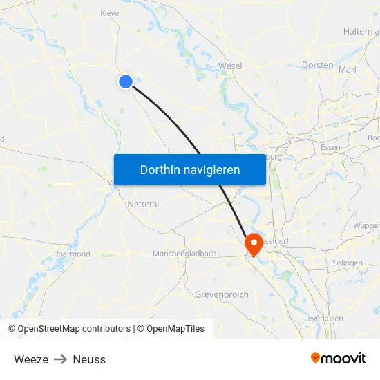 Weeze to Neuss map