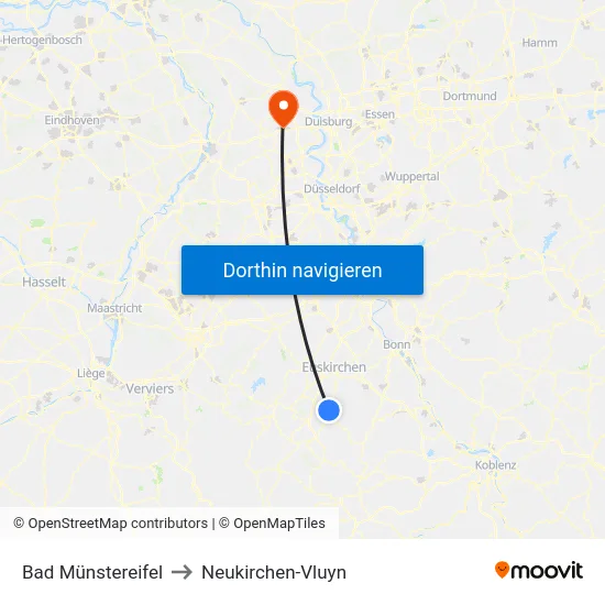 Bad Münstereifel to Neukirchen-Vluyn map