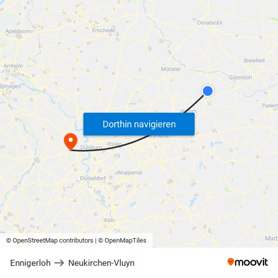 Ennigerloh to Neukirchen-Vluyn map