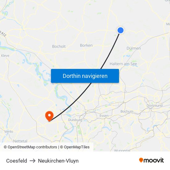 Coesfeld to Neukirchen-Vluyn map