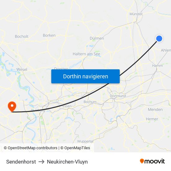 Sendenhorst to Neukirchen-Vluyn map