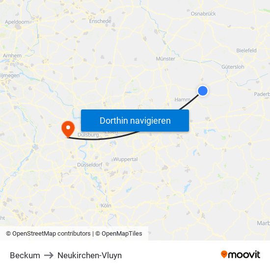 Beckum to Neukirchen-Vluyn map