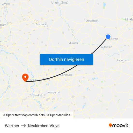Werther to Neukirchen-Vluyn map