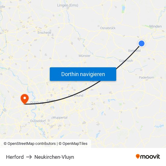 Herford to Neukirchen-Vluyn map