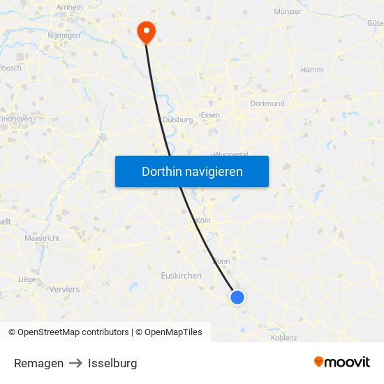 Remagen to Isselburg map