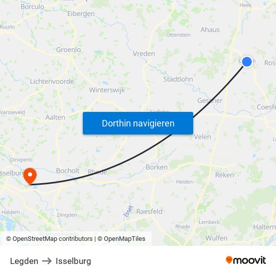 Legden to Isselburg map