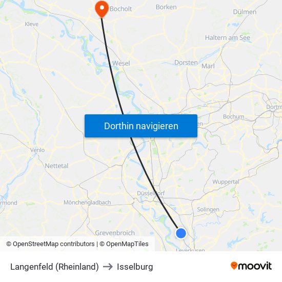 Langenfeld (Rheinland) to Isselburg map