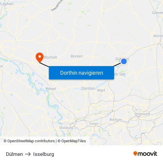 Dülmen to Isselburg map