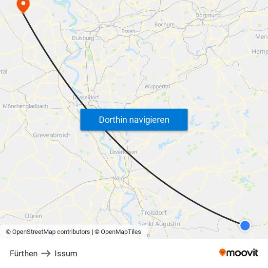 Fürthen to Issum map