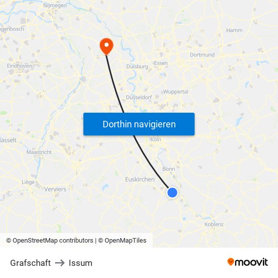 Grafschaft to Issum map