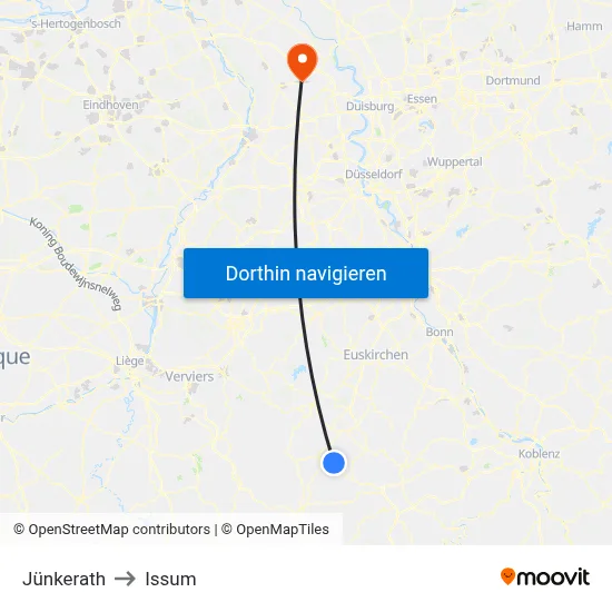 Jünkerath to Issum map