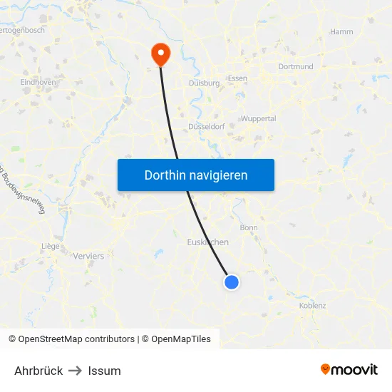 Ahrbrück to Issum map
