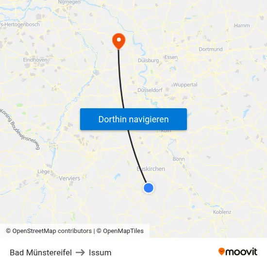 Bad Münstereifel to Issum map
