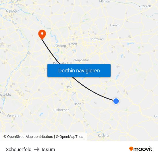 Scheuerfeld to Issum map