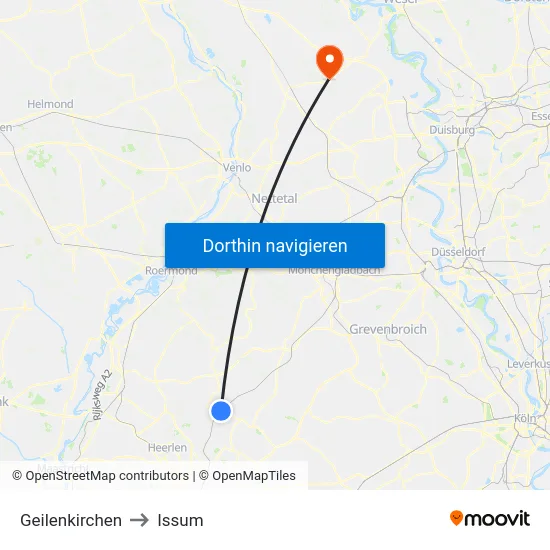 Geilenkirchen to Issum map