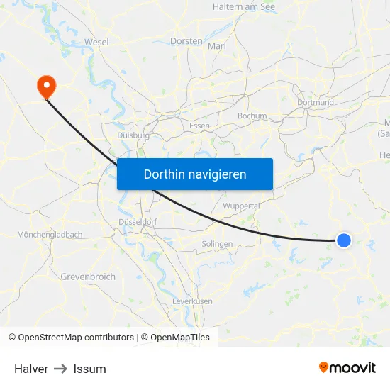 Halver to Issum map
