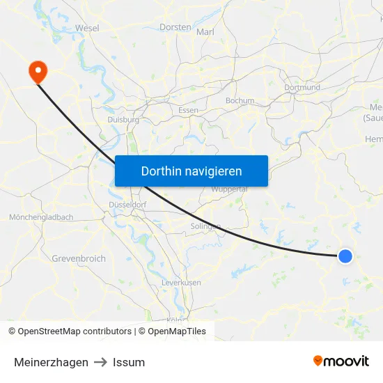 Meinerzhagen to Issum map