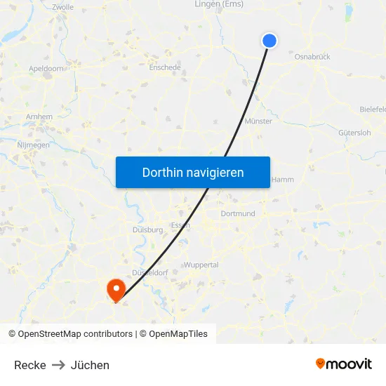 Recke to Jüchen map