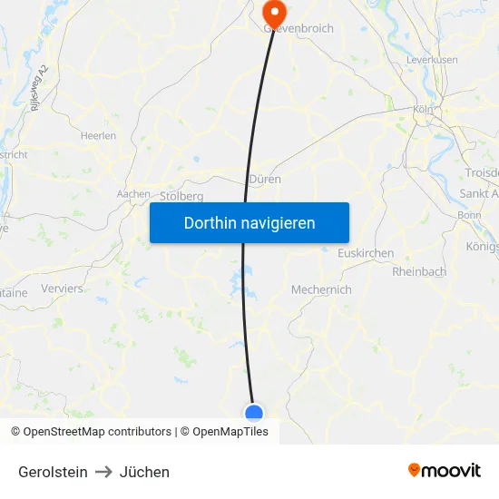 Gerolstein to Jüchen map